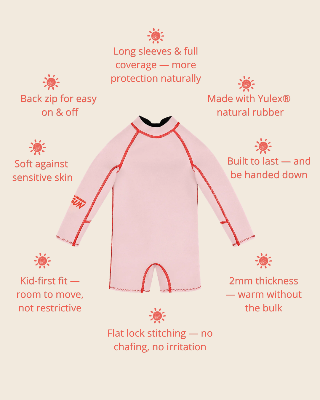 Springsuit Wetsuit - Powder Pink/Tomato