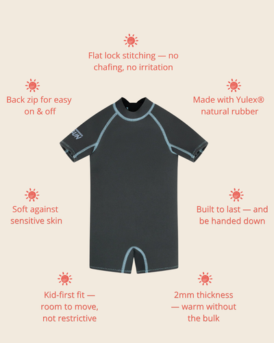 Short Sleeve Springsuit - Charcoal/Dusty Blue