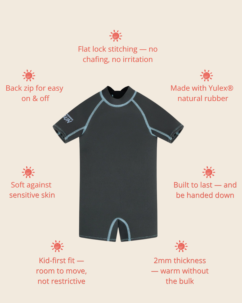 Short Sleeve Springsuit - Charcoal/Dusty Blue