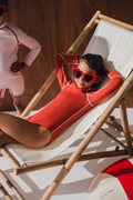 Long Sleeve Paddle Suit - Tomato /Powder Pink